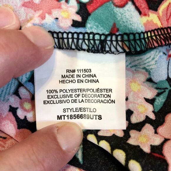 Twine and String Women’s Plus Floral Black Sheer Blouse Pom Pom Trim Size XL - Picture 9 of 10